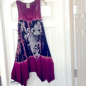 VOCAL new purple&black crystals, wings, midi dress, size L. Perfect condition.